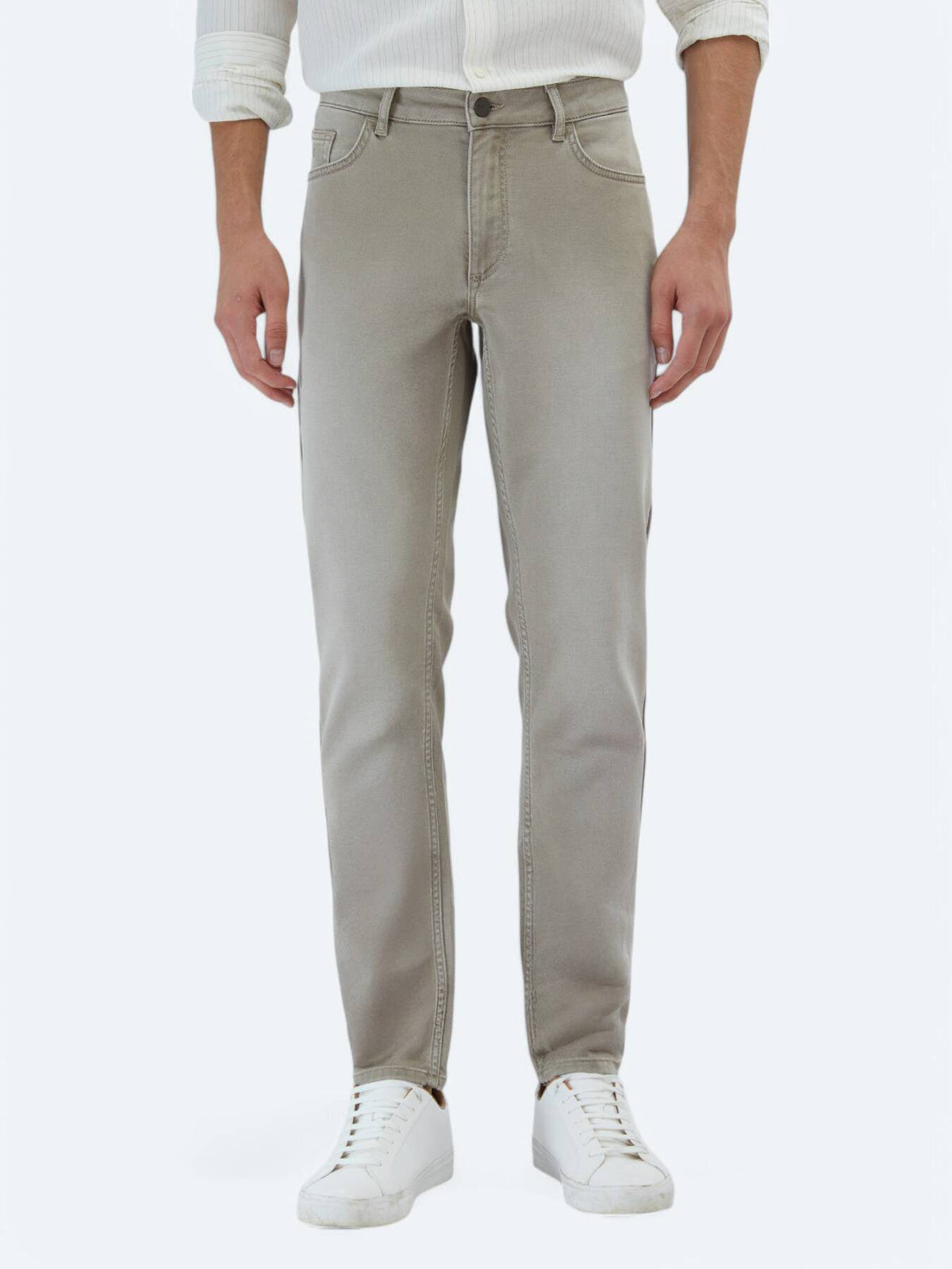 Denim-Mischung Slim Fit Baumwollhose