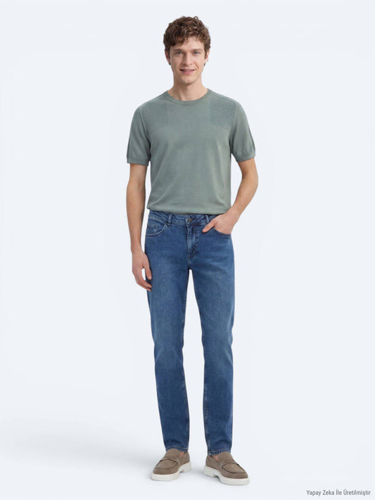 Öko-Slim Fit Denim Baumwollhose