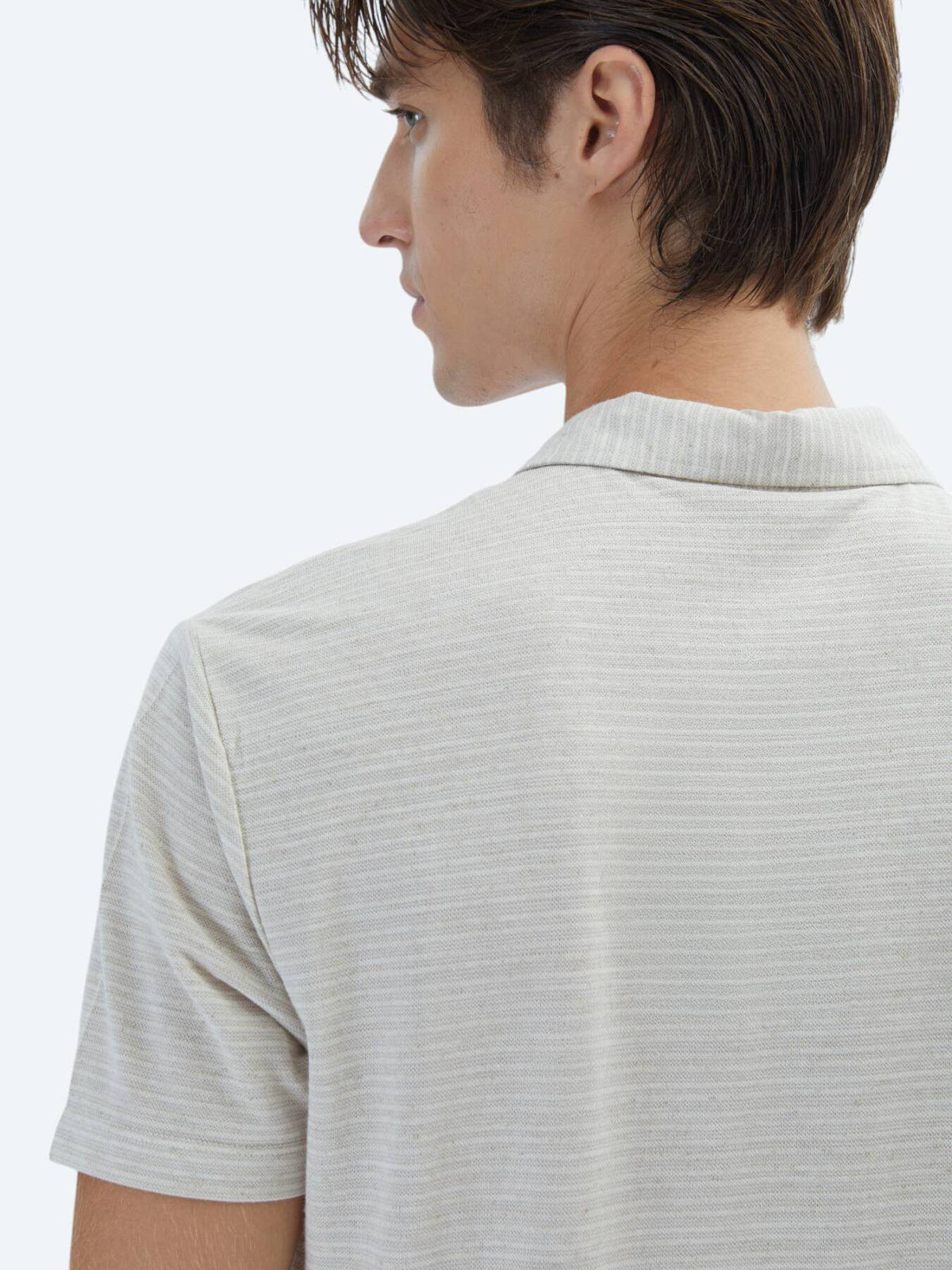 Gestreiftes Baumwollmischung Polo-Hals T-Shirt