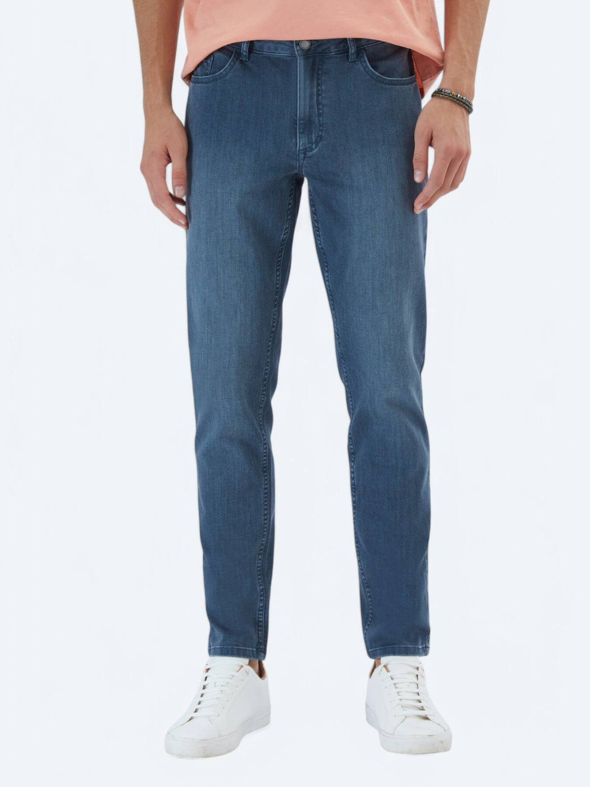 Denim-Mischung Slim Fit Baumwollhose