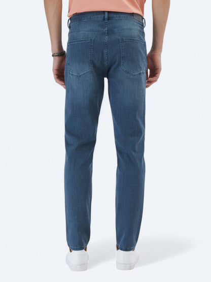 Denim-Mischung Slim Fit Baumwollhose