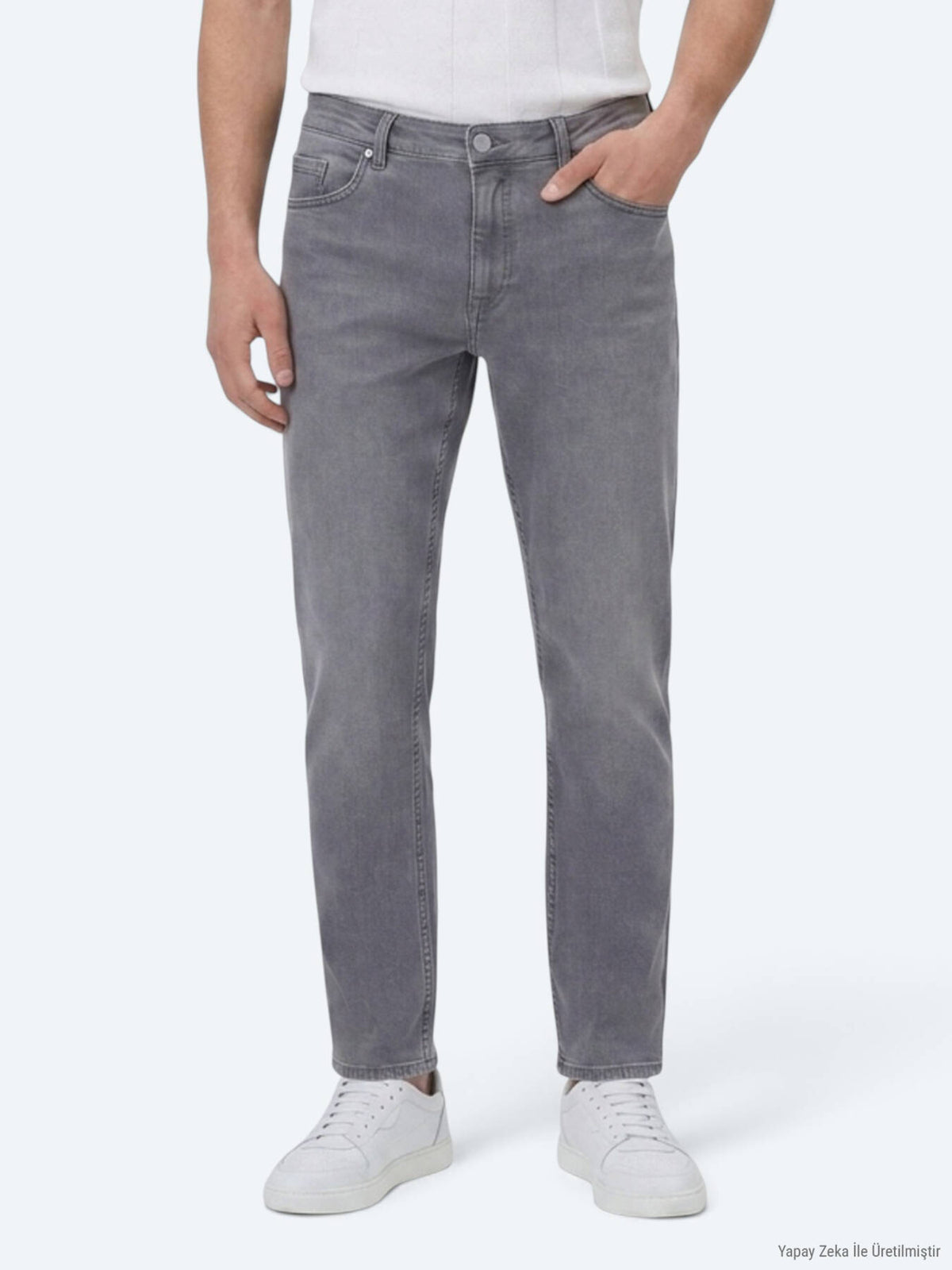 Denim-Mischung Slim Fit Baumwollhose