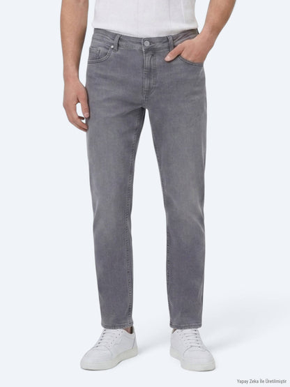 Denim-Mischung Slim Fit Baumwollhose