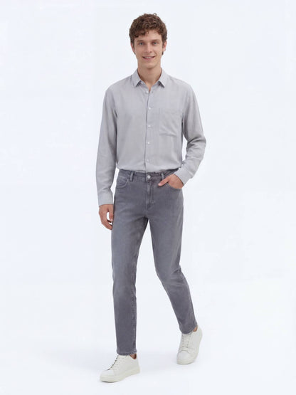 Denim-Mischung Slim Fit Baumwollhose