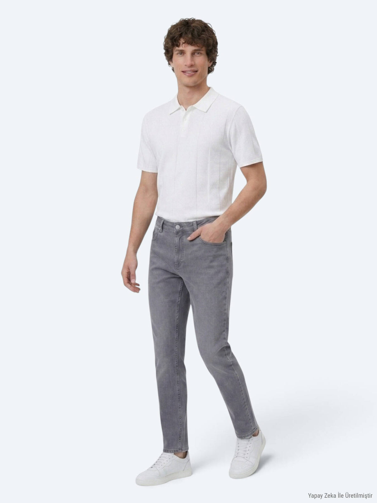 Denim-Mischung Slim Fit Baumwollhose