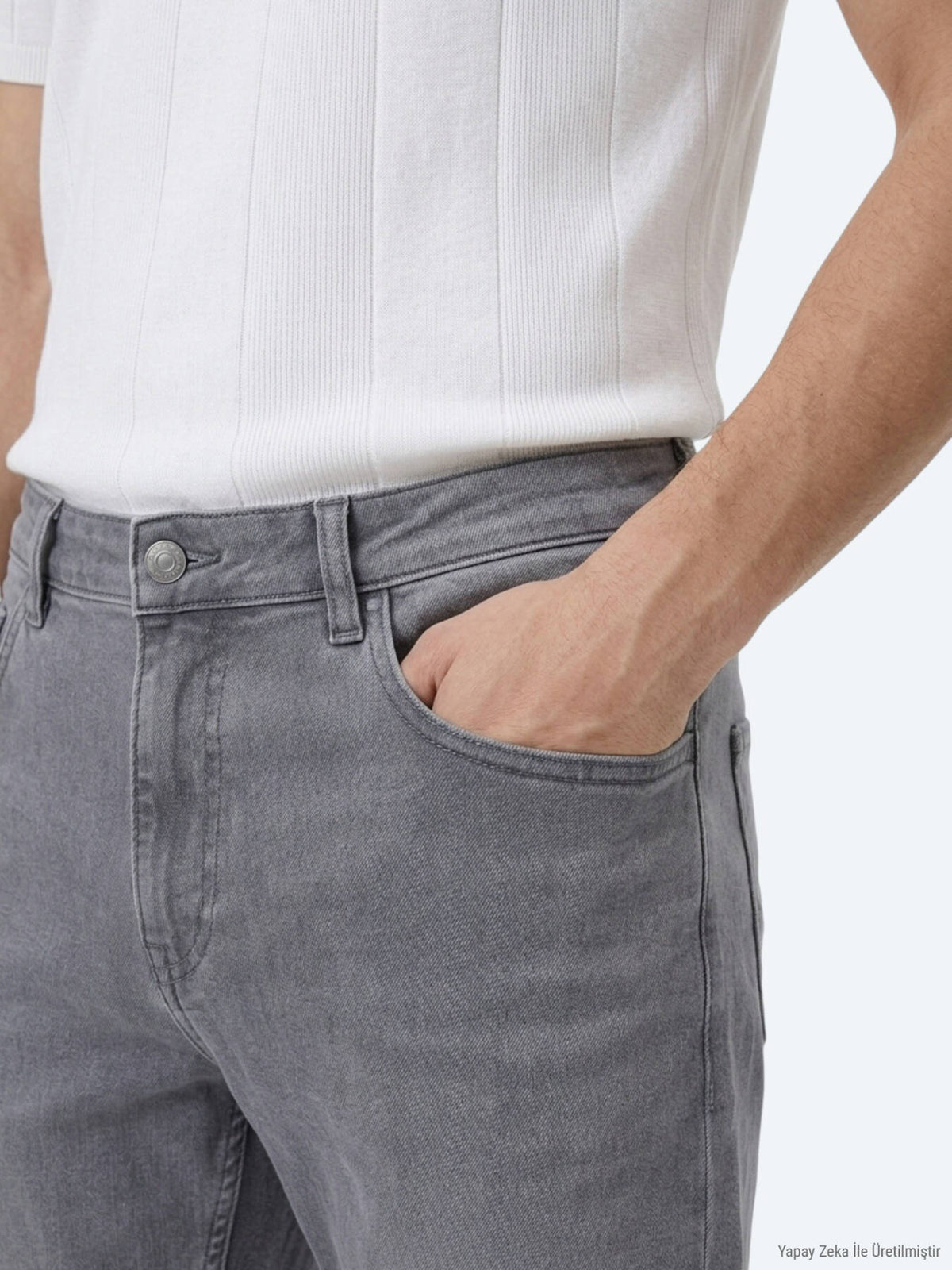 Denim-Mischung Slim Fit Baumwollhose