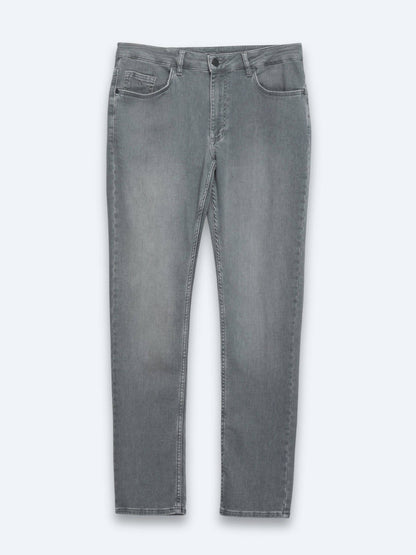 Denim-Mischung Slim Fit Baumwollhose