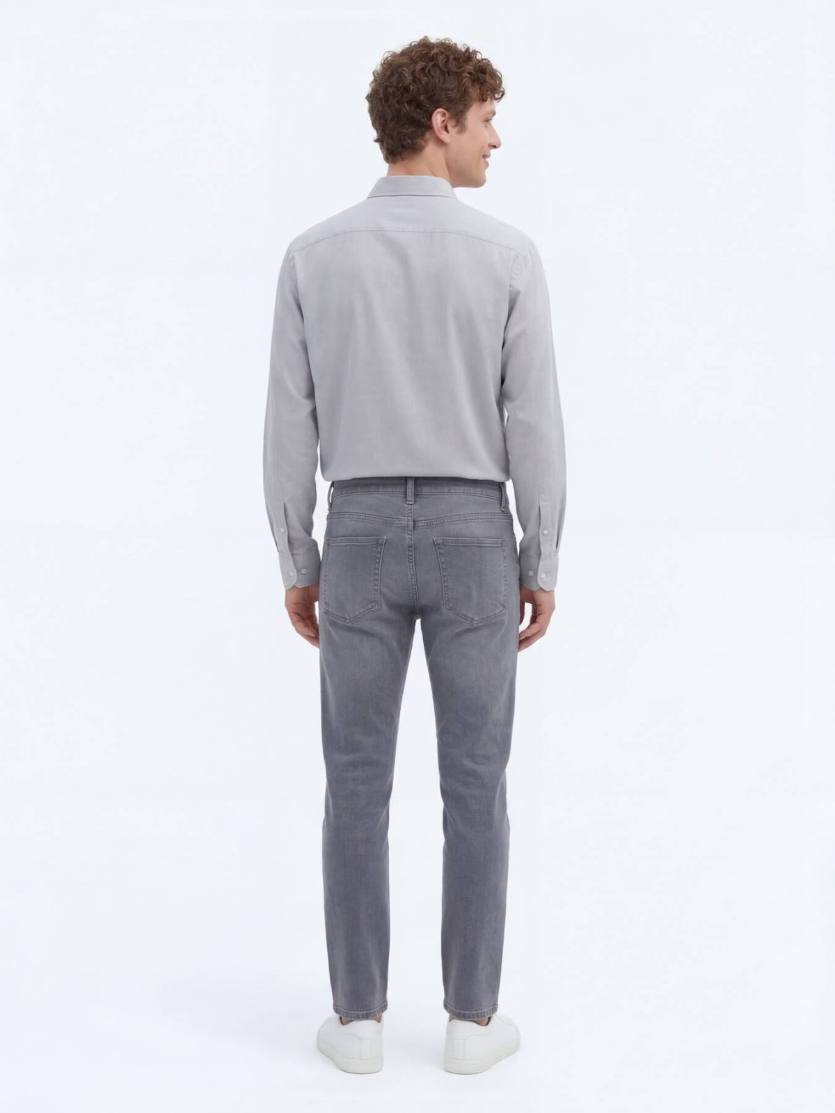 Denim-Mischung Slim Fit Baumwollhose
