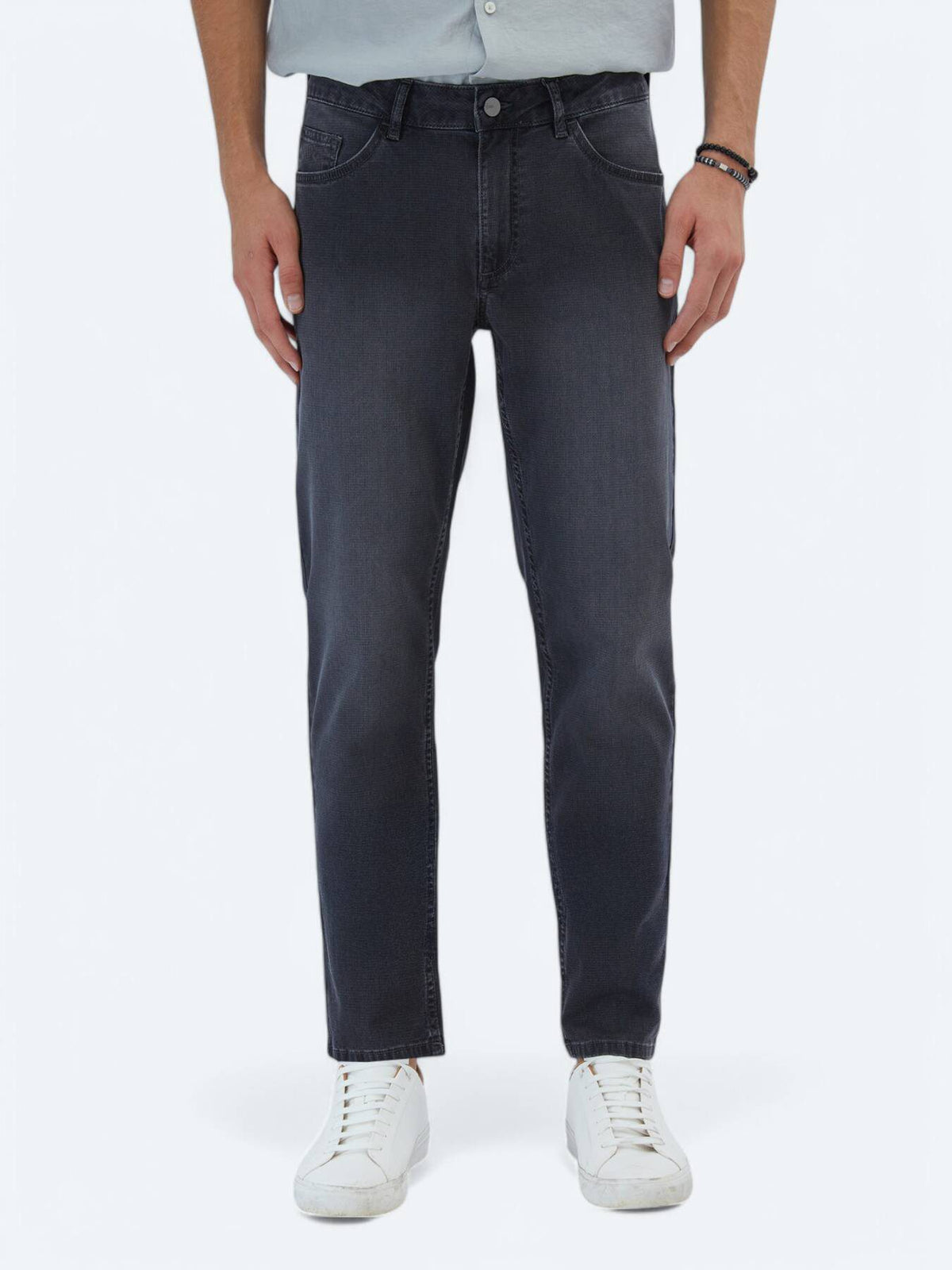 Denim-Mischung Slim Fit Baumwollhose