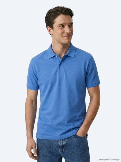 Einfaches Baumwoll-Polo mit Rollkragen