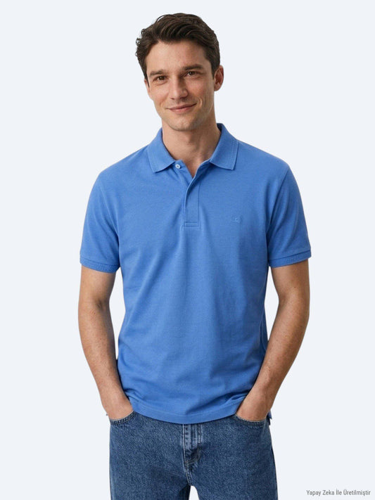 Einfaches Baumwoll-Polo mit Rollkragen