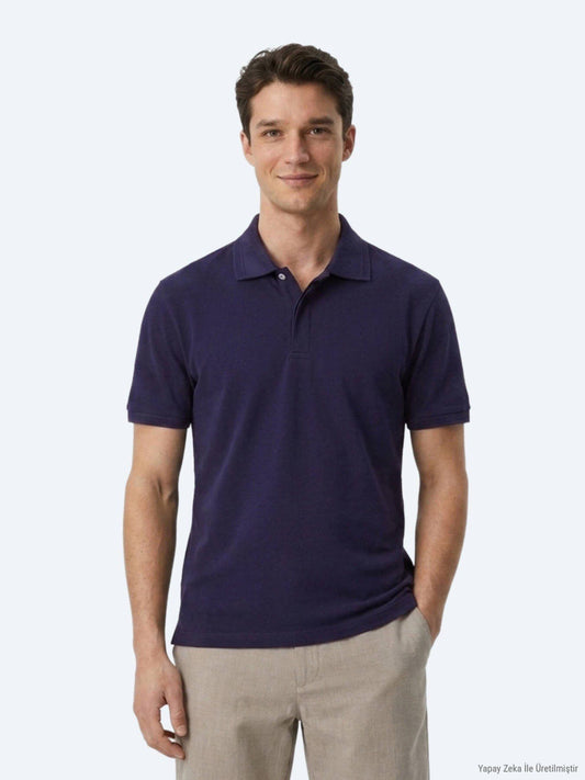Einfaches Baumwoll-Polo mit Rollkragen
