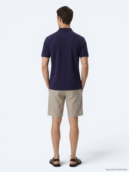 Einfaches Baumwoll-Polo mit Rollkragen