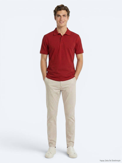 Schlichtes T-Shirt mit Polokragen