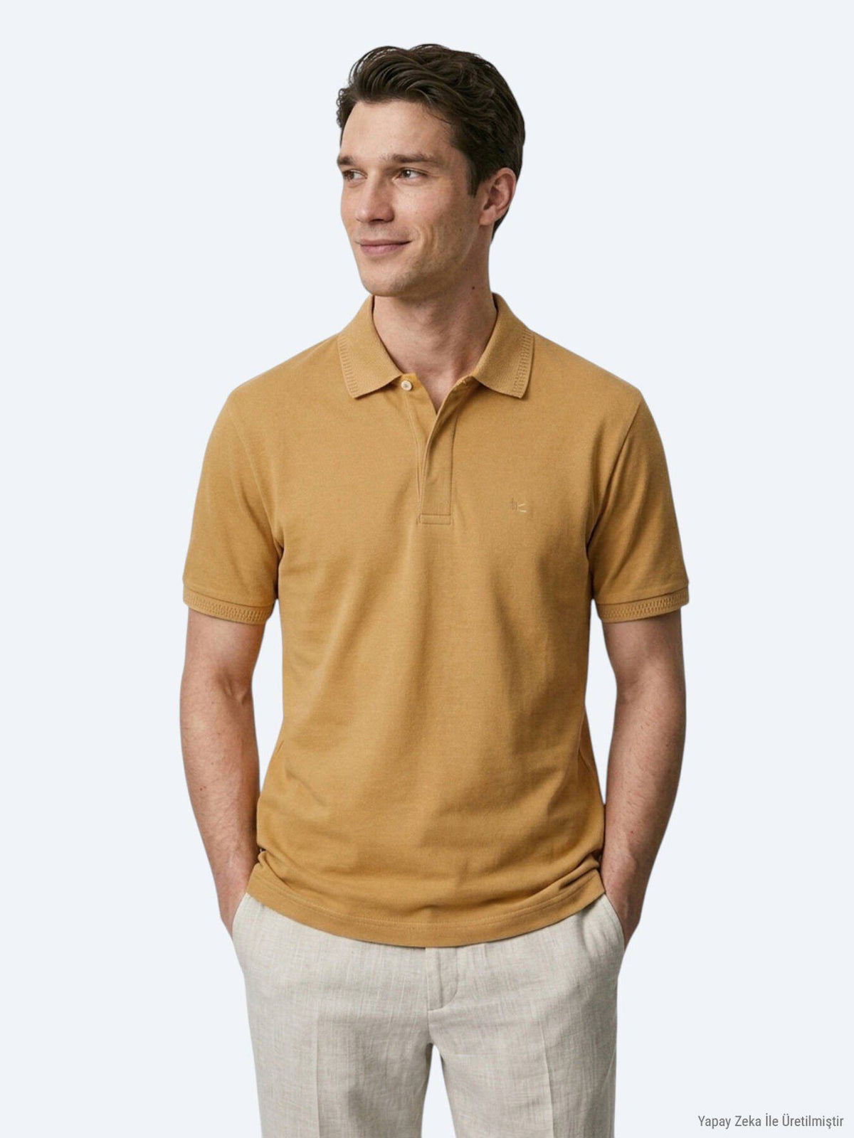 Einfaches Baumwoll-Polo mit Rollkragen