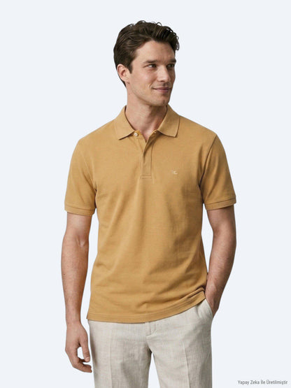 Einfaches Baumwoll-Polo mit Rollkragen