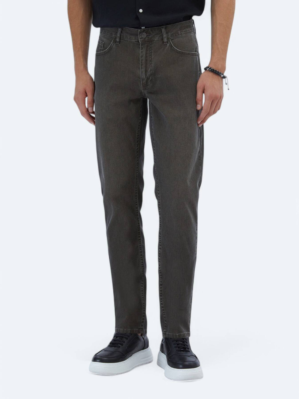 Denim-Mischung Slim Fit Baumwollhose