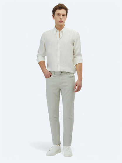 Leinenmischgewebe Regular Fit Baumwollmischung Freizeithose