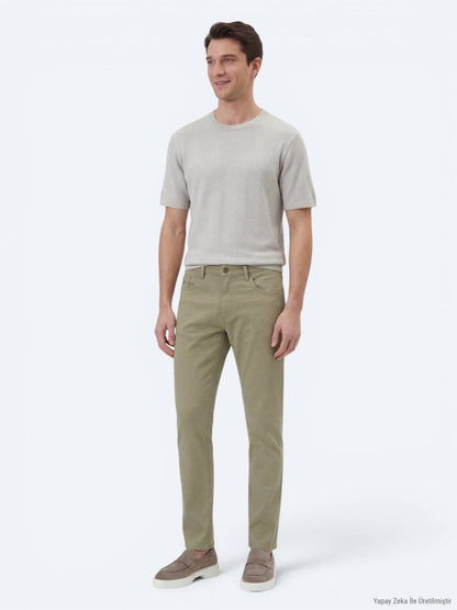 Leinenmischgewebe Regular Fit Baumwollmischung Freizeithose