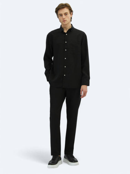 Einfaches Oversized Gewebtes Freizeithemd