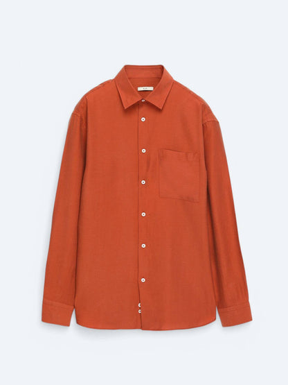 Einfaches Oversized Gewebtes Freizeithemd