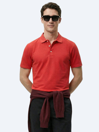 Einfaches Baumwoll-Polo mit Rollkragen