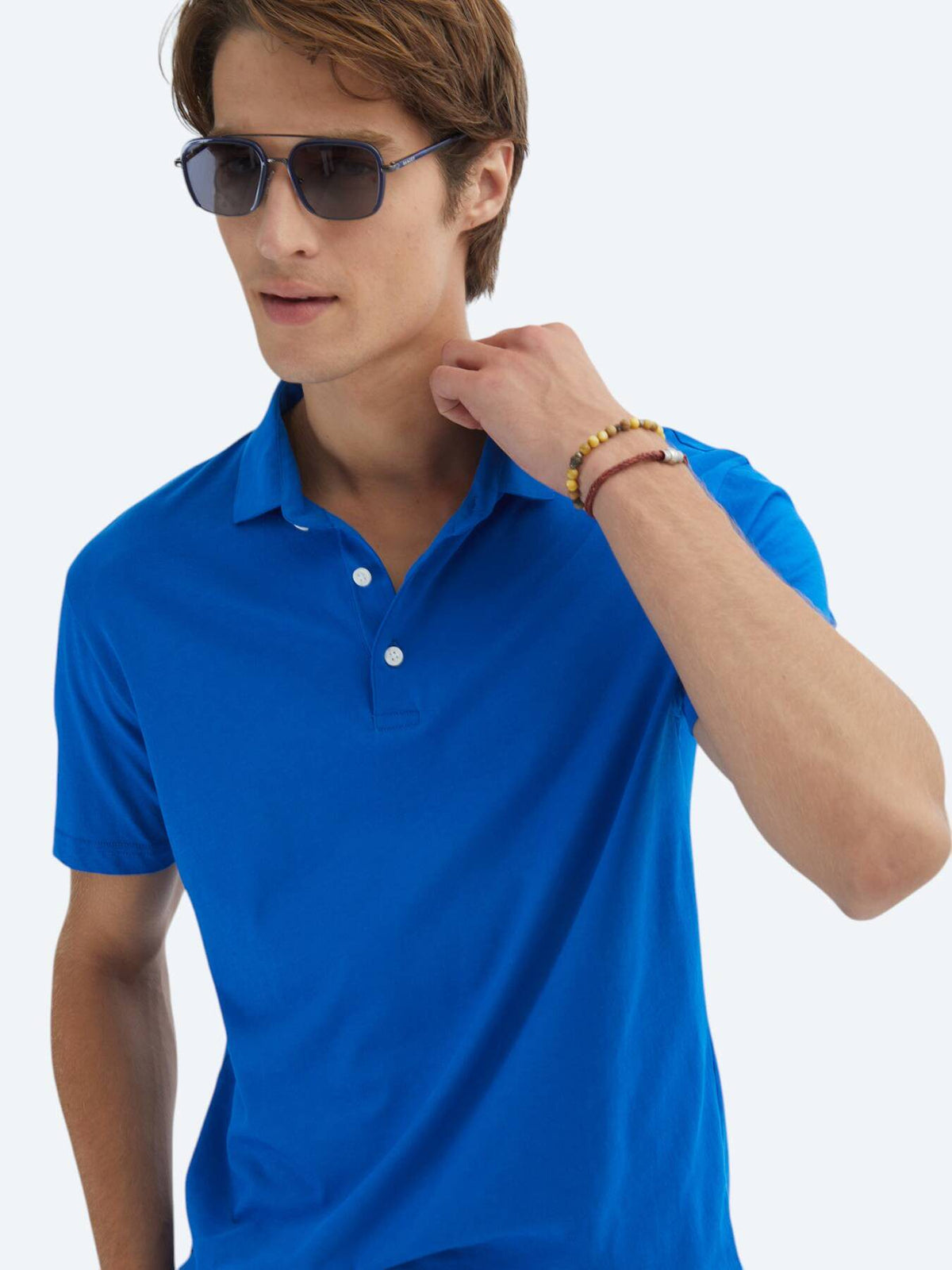 Einfaches Baumwoll-Polo mit Rollkragen