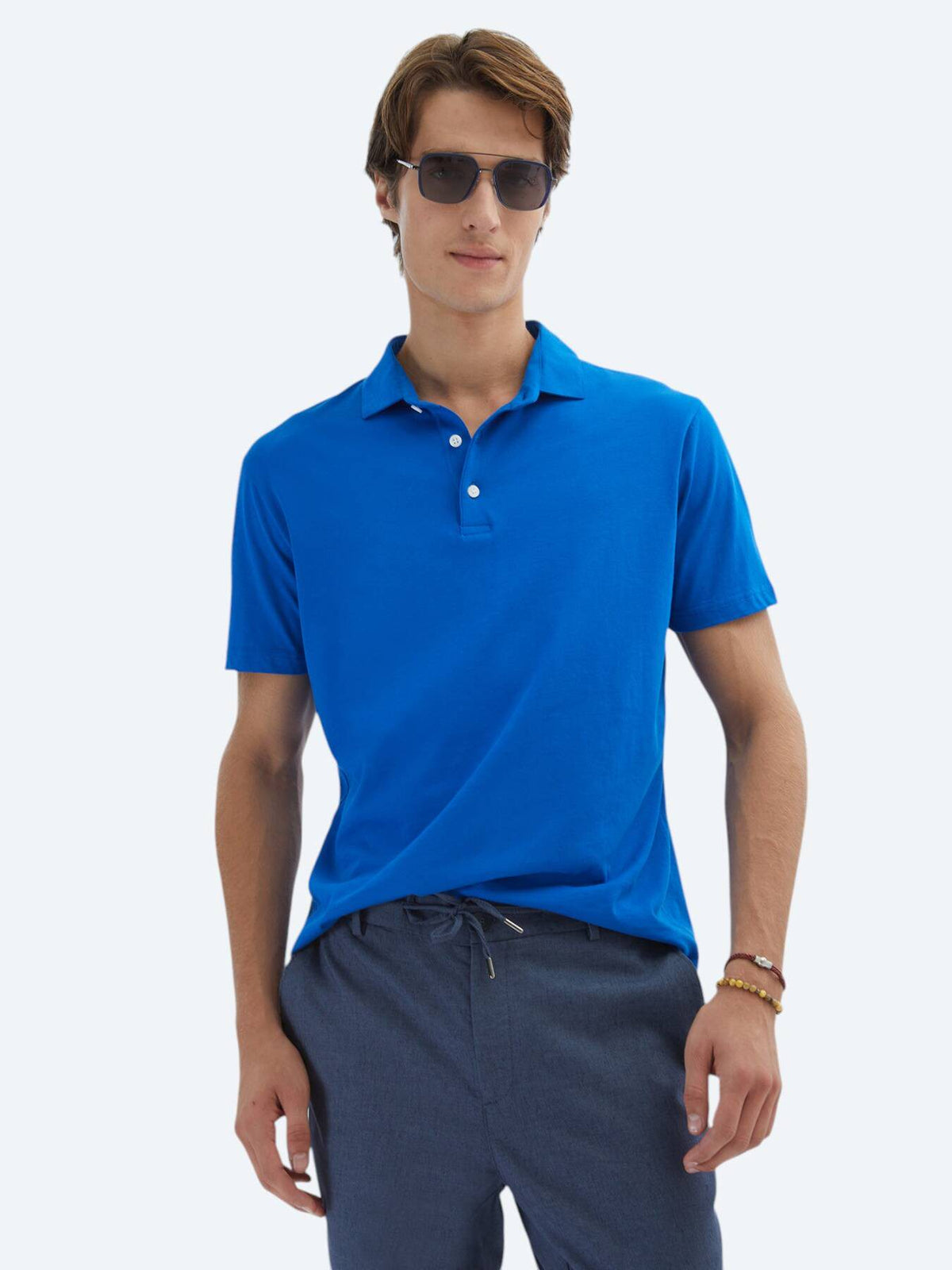 Einfaches Baumwoll-Polo mit Rollkragen