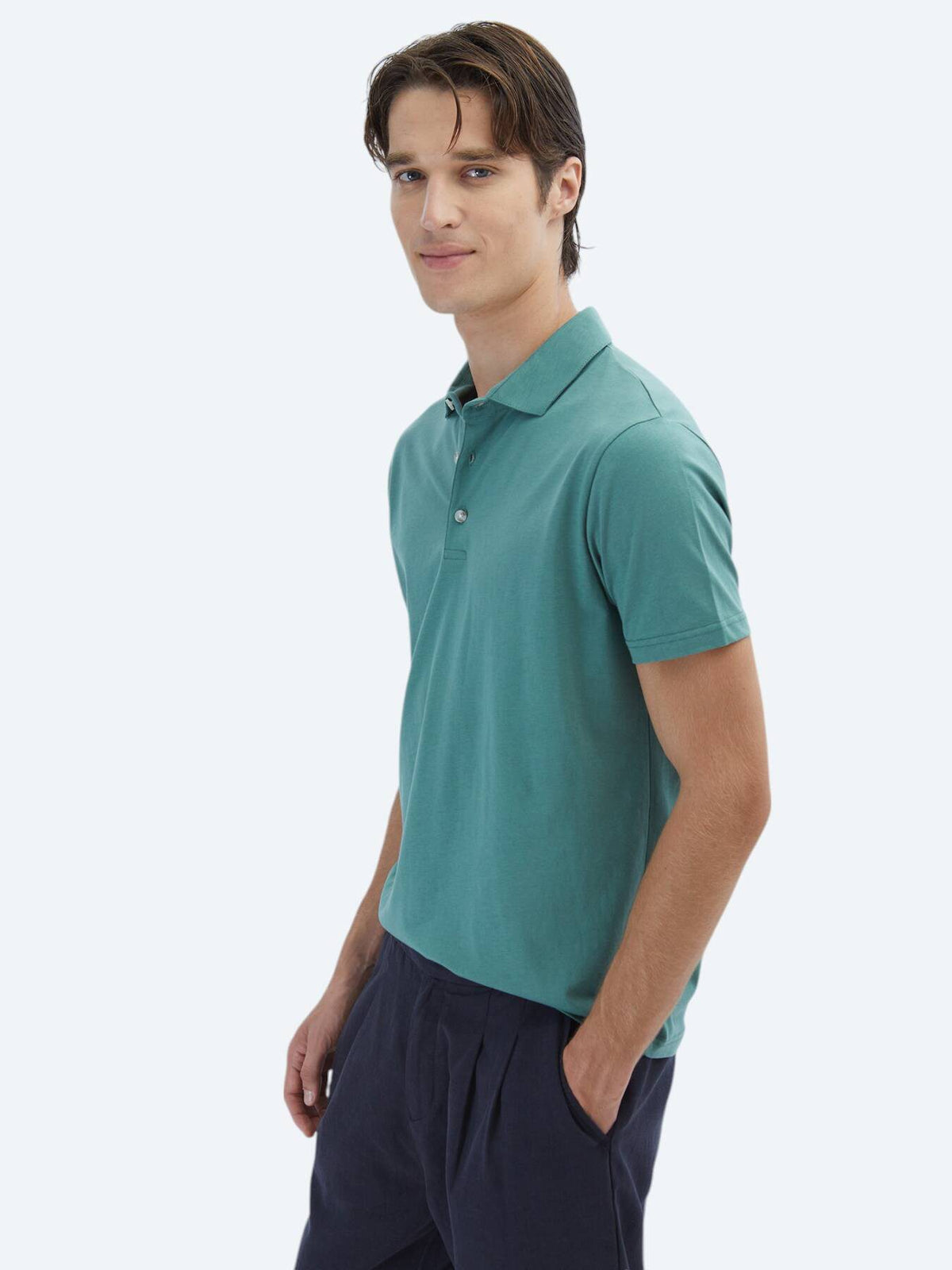 Einfaches Baumwoll-Polo mit Rollkragen