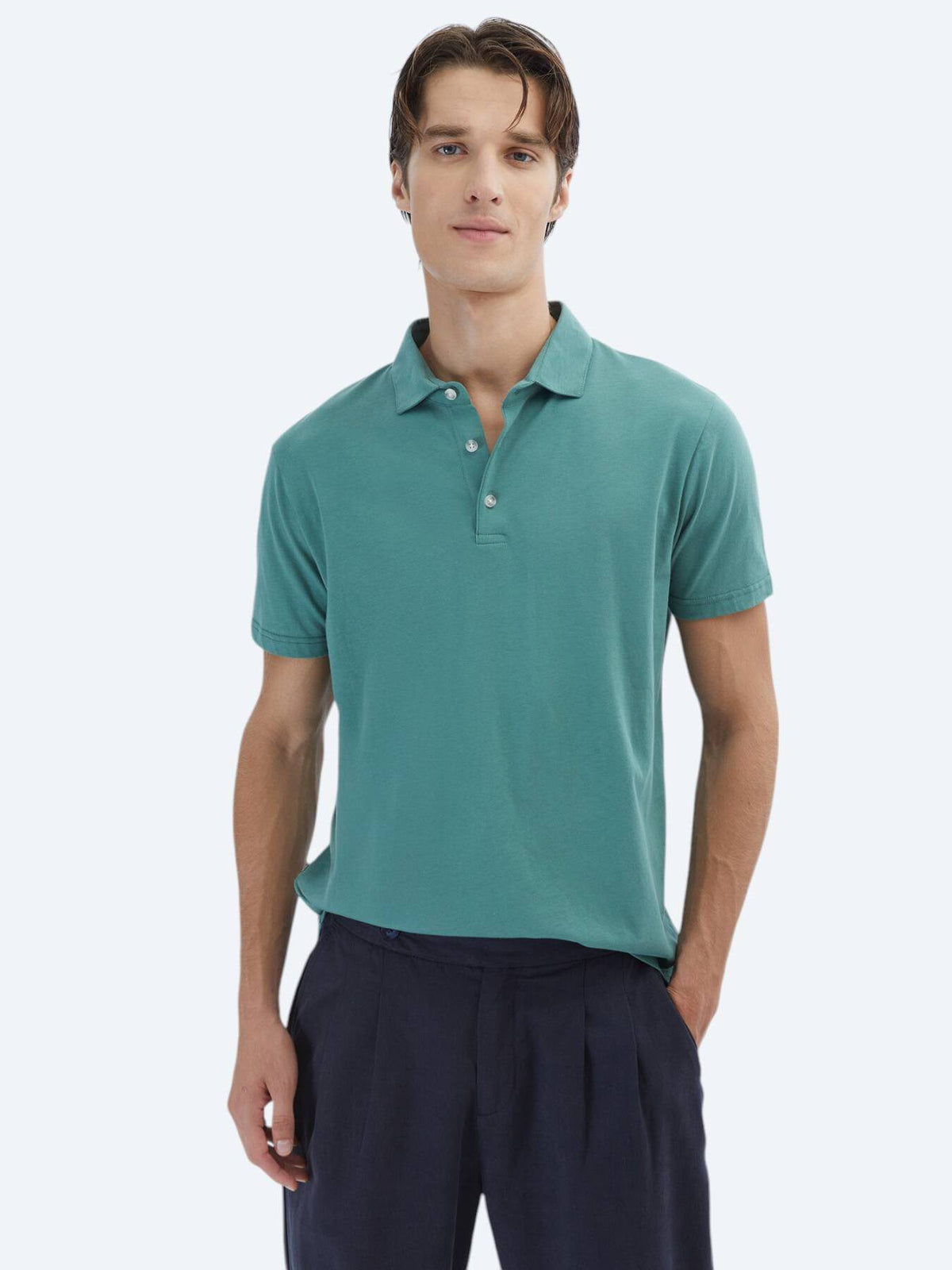 Einfaches Baumwoll-Polo mit Rollkragen