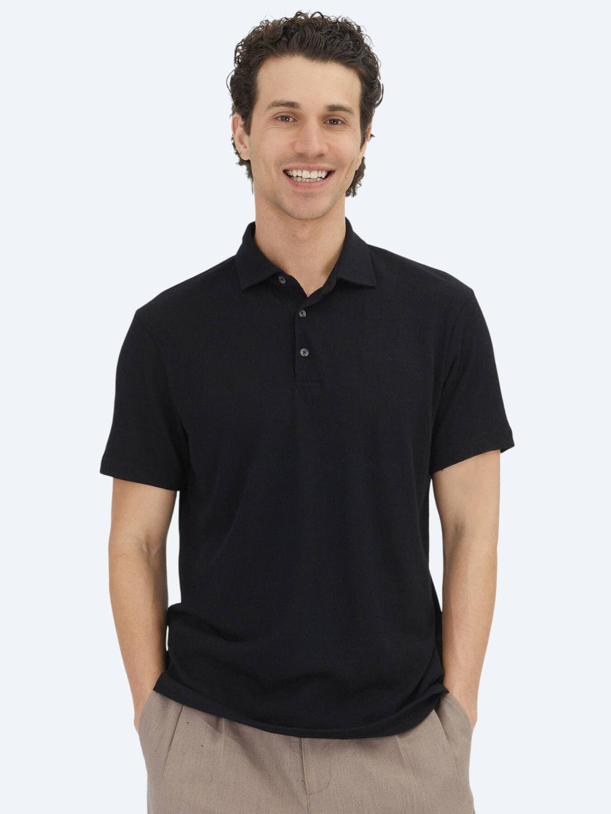 Schwarzes Polo-Shirt aus Baumwollmix