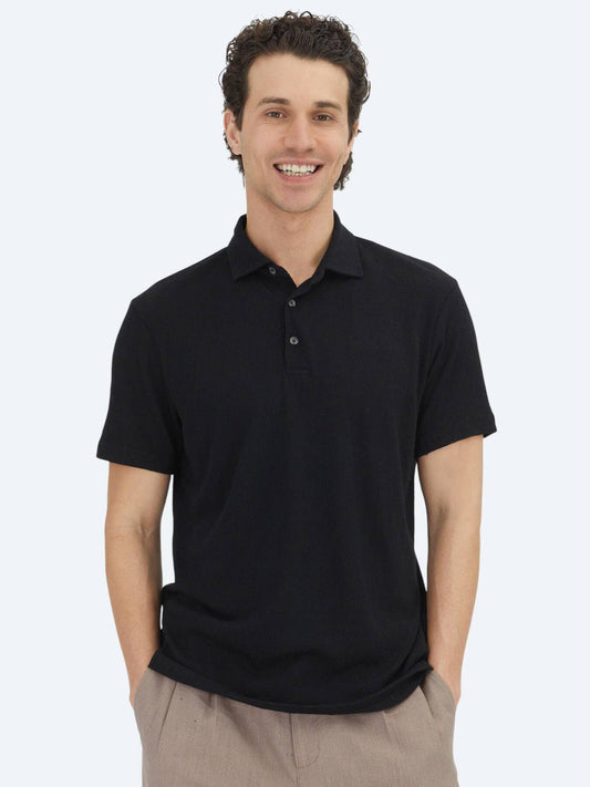 Schwarzes Polo-Shirt aus Baumwollmix