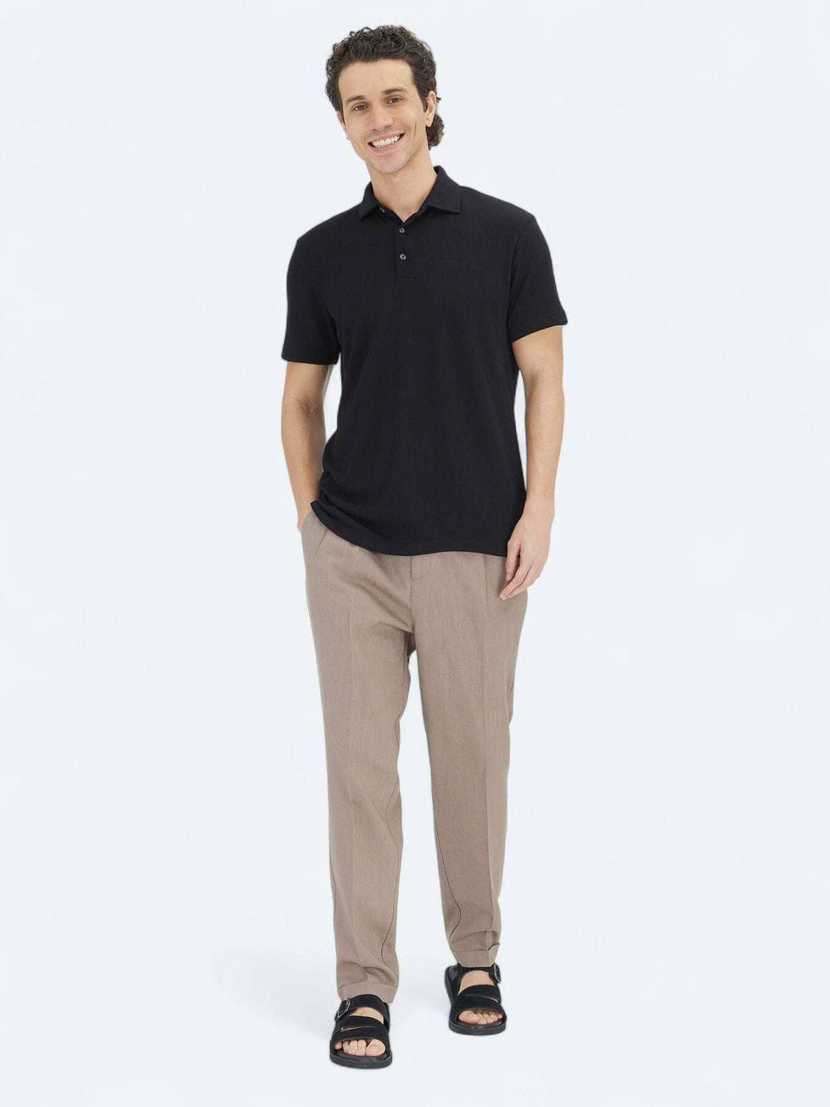 Schwarzes Polo-Shirt aus Baumwollmix