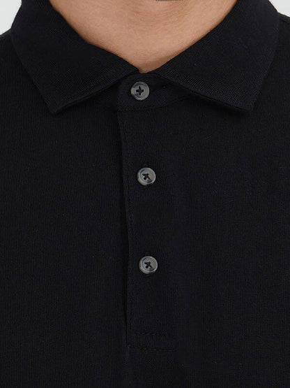 Schwarzes Polo-Shirt aus Baumwollmix