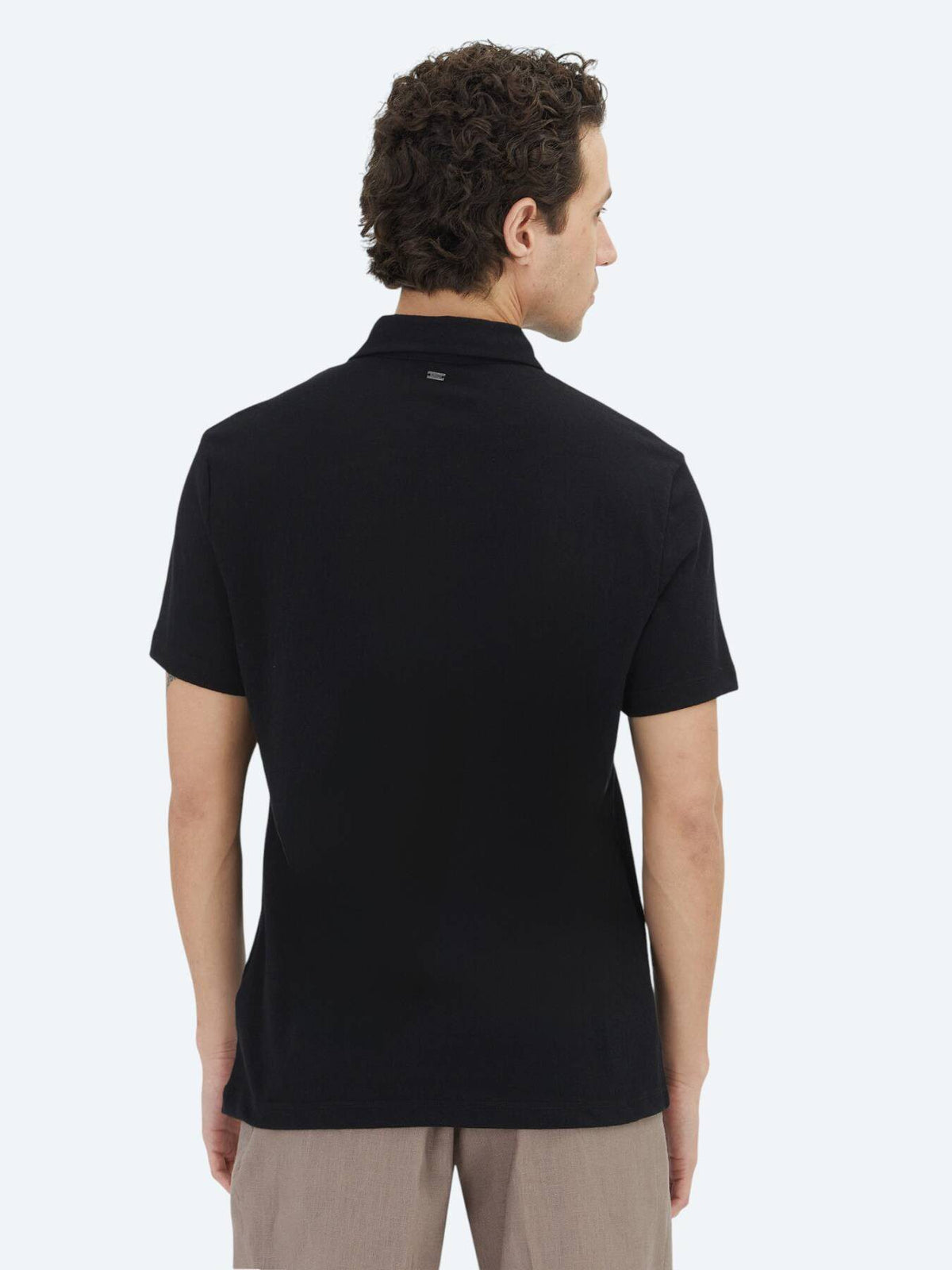 Schwarzes Polo-Shirt aus Baumwollmix