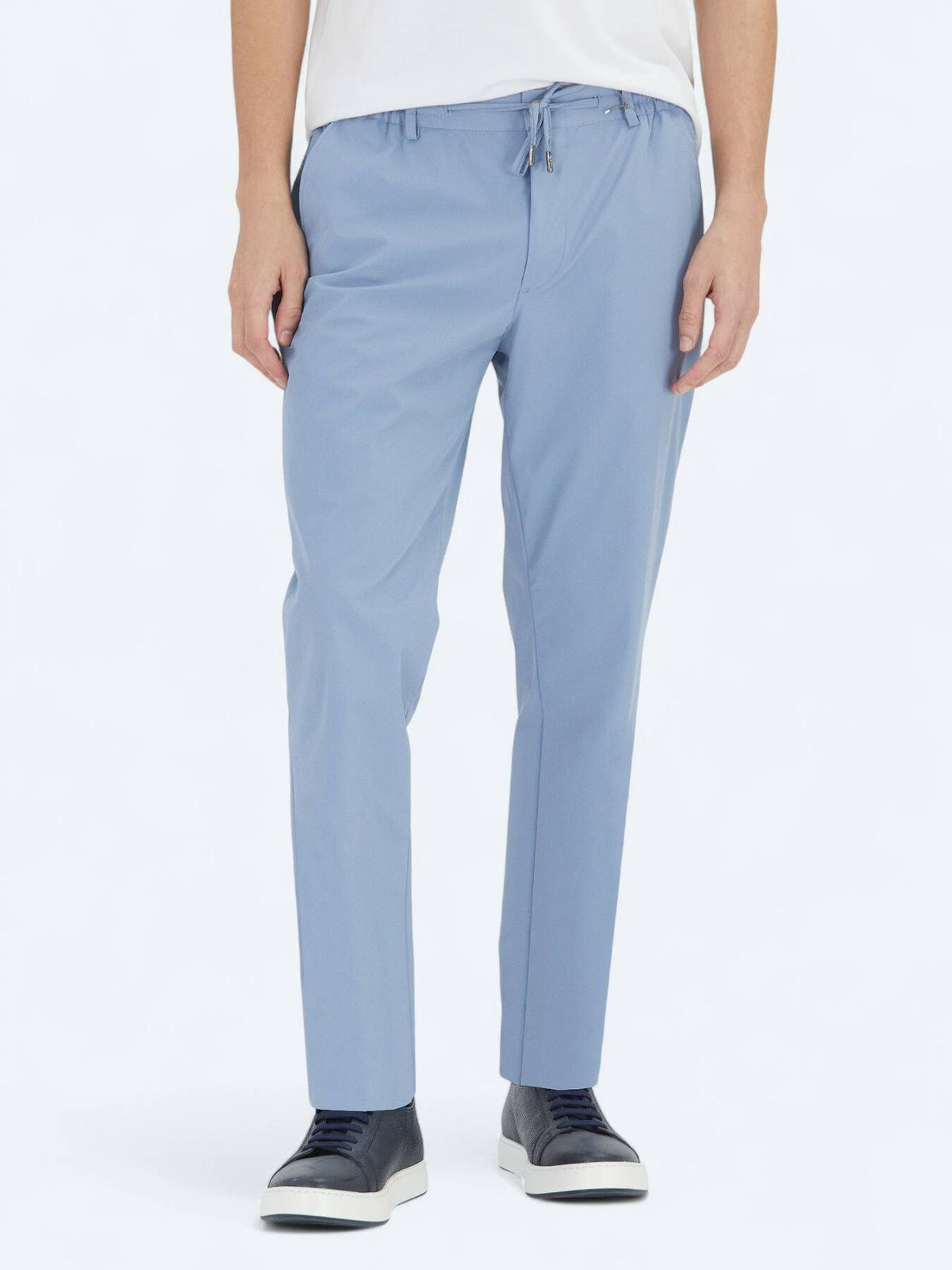 Blaue Web-Jogginghose, lässig, Fit
