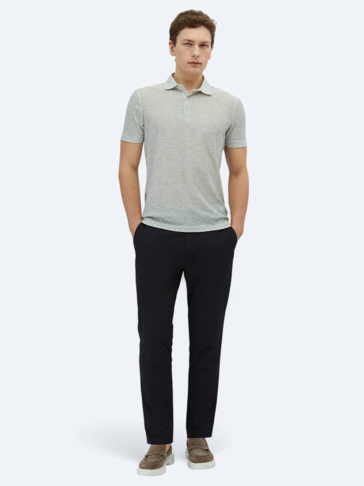 Bedrucktes Baumwollmischung Polo T-Shirt