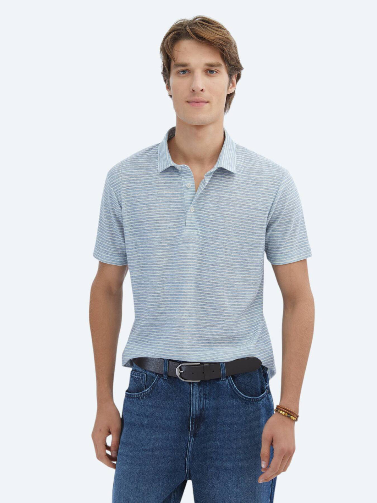 Bedrucktes Baumwollmischung Polo T-Shirt