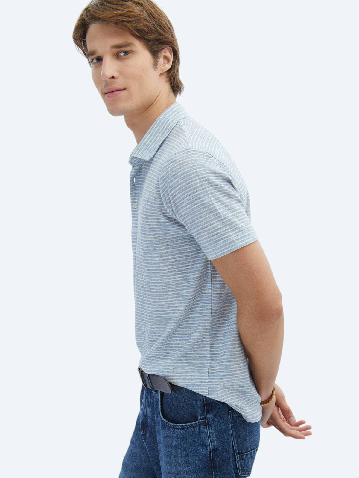 Bedrucktes Baumwollmischung Polo T-Shirt