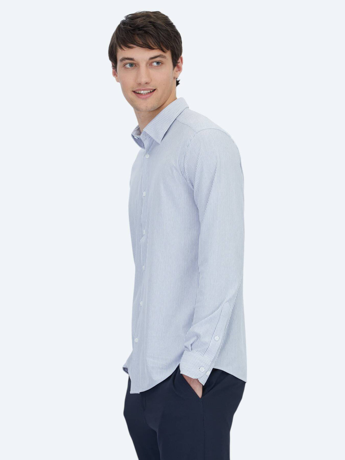 Gestreiftes Regular Fit Baumwollmischung Freizeithemd