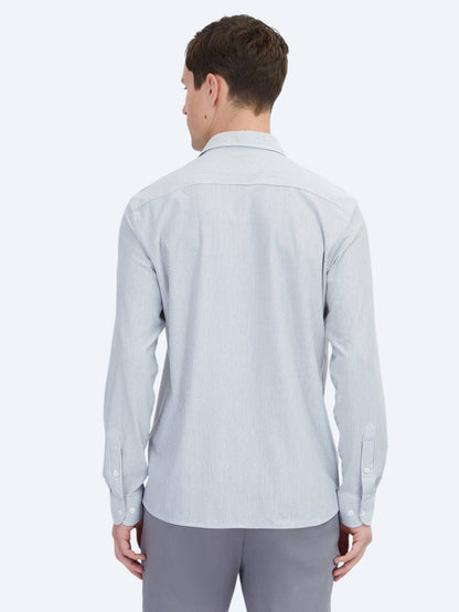 Gestreiftes Regular Fit Baumwollmischung Freizeithemd