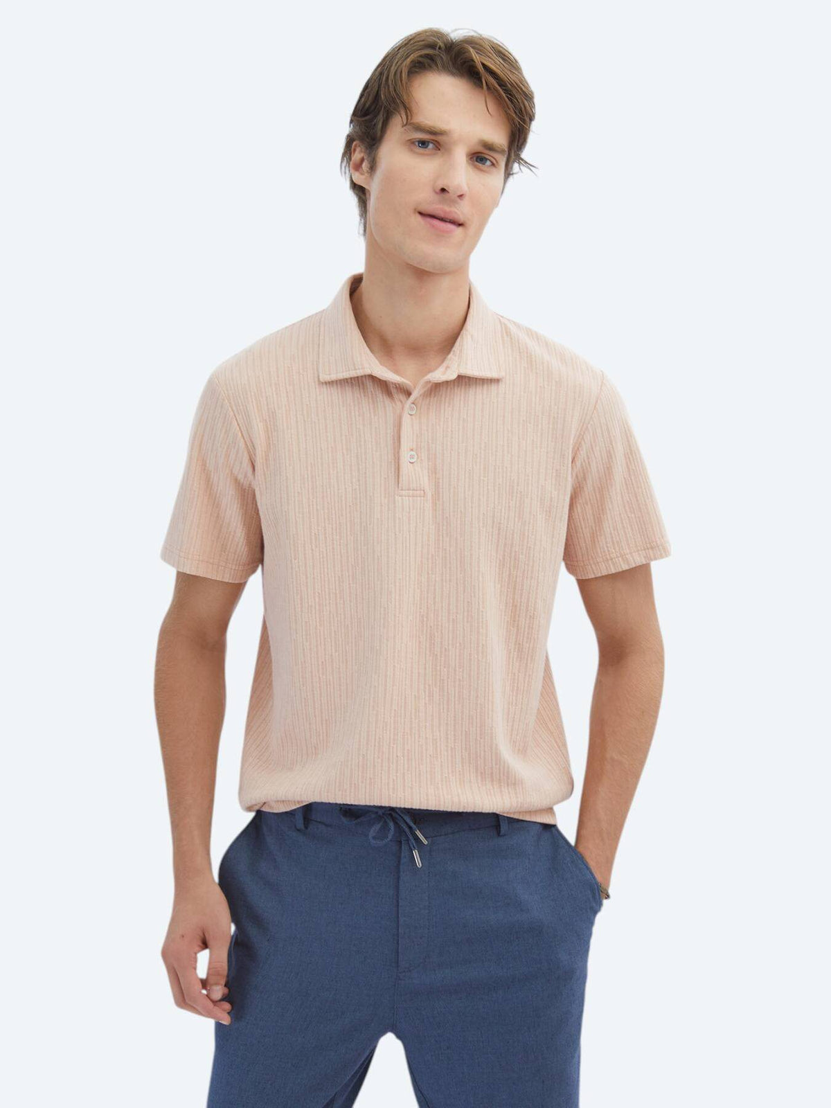 Gemustertes Baumwollmischung Polo T-Shirt