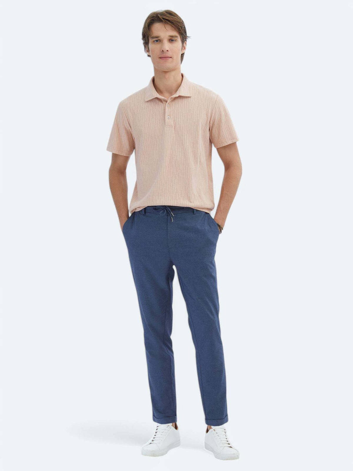 Gemustertes Baumwollmischung Polo T-Shirt