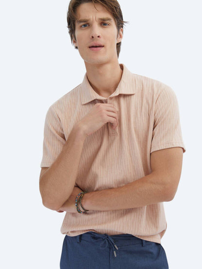 Gemustertes Baumwollmischung Polo T-Shirt