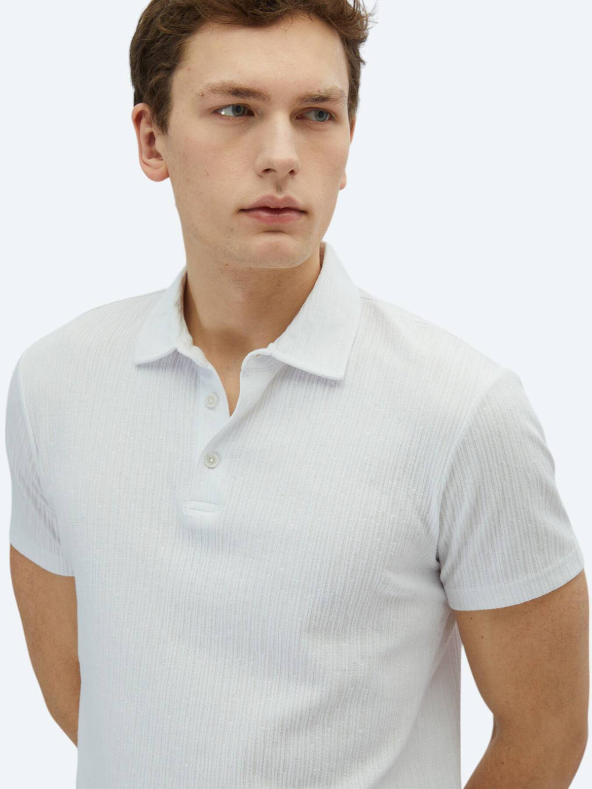 Gemustertes Baumwollmischung Polo T-Shirt