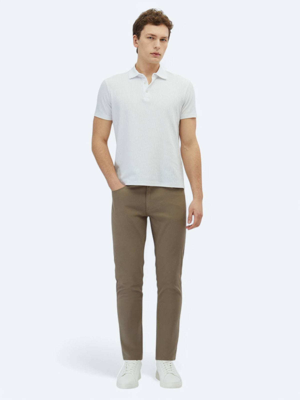 Gemustertes Baumwollmischung Polo T-Shirt