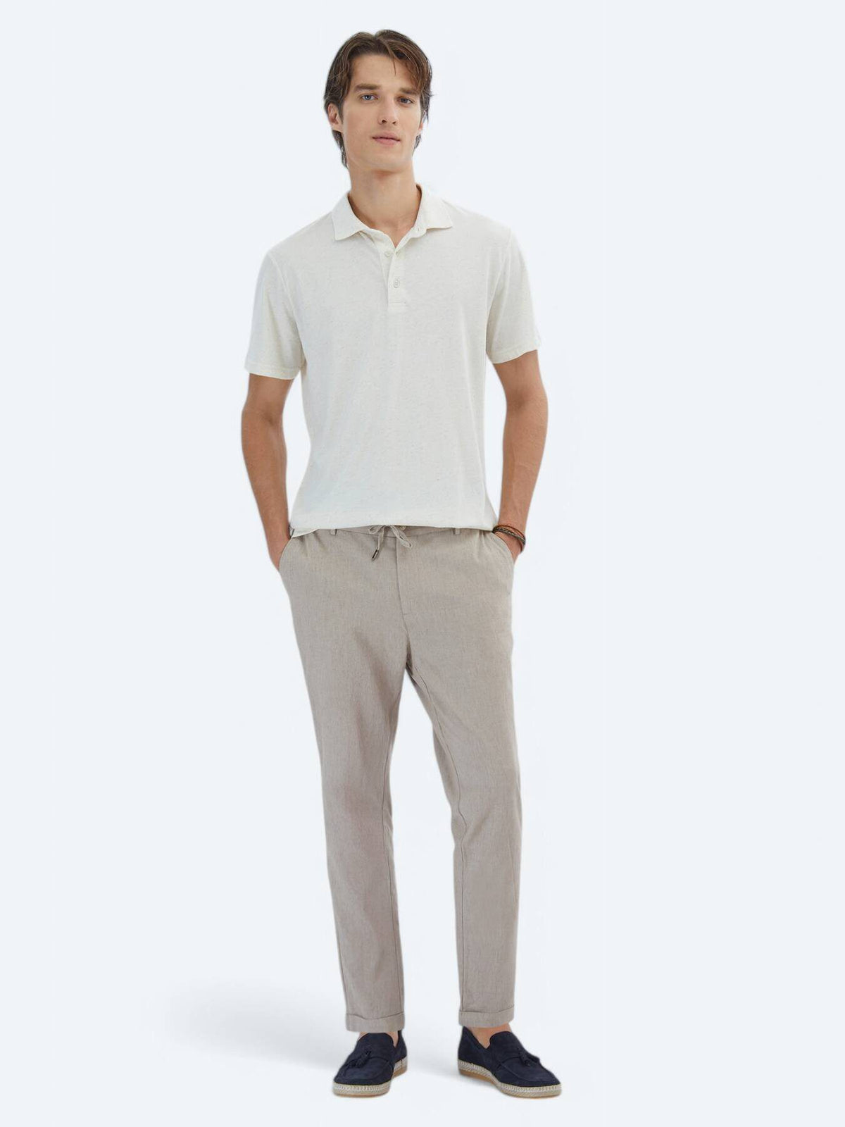 Gemustertes Baumwollmischung Polo T-Shirt