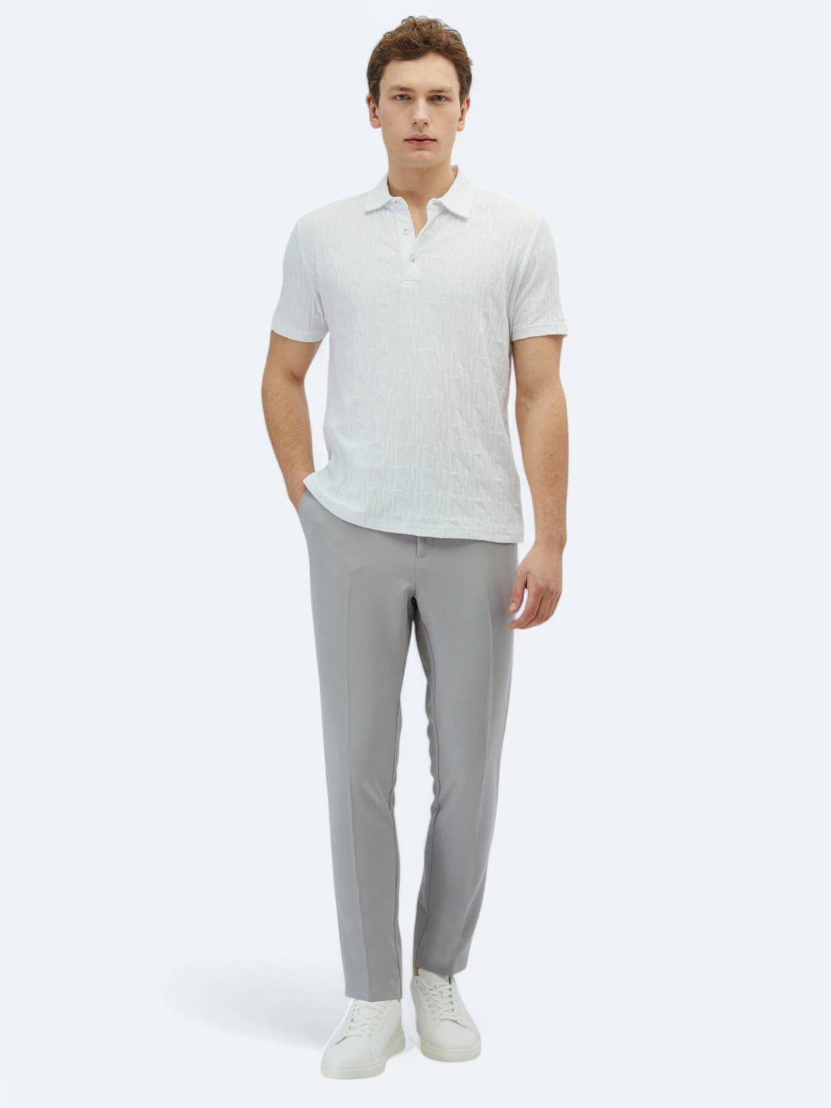 Gemustertes Baumwoll-Polo-Shirt