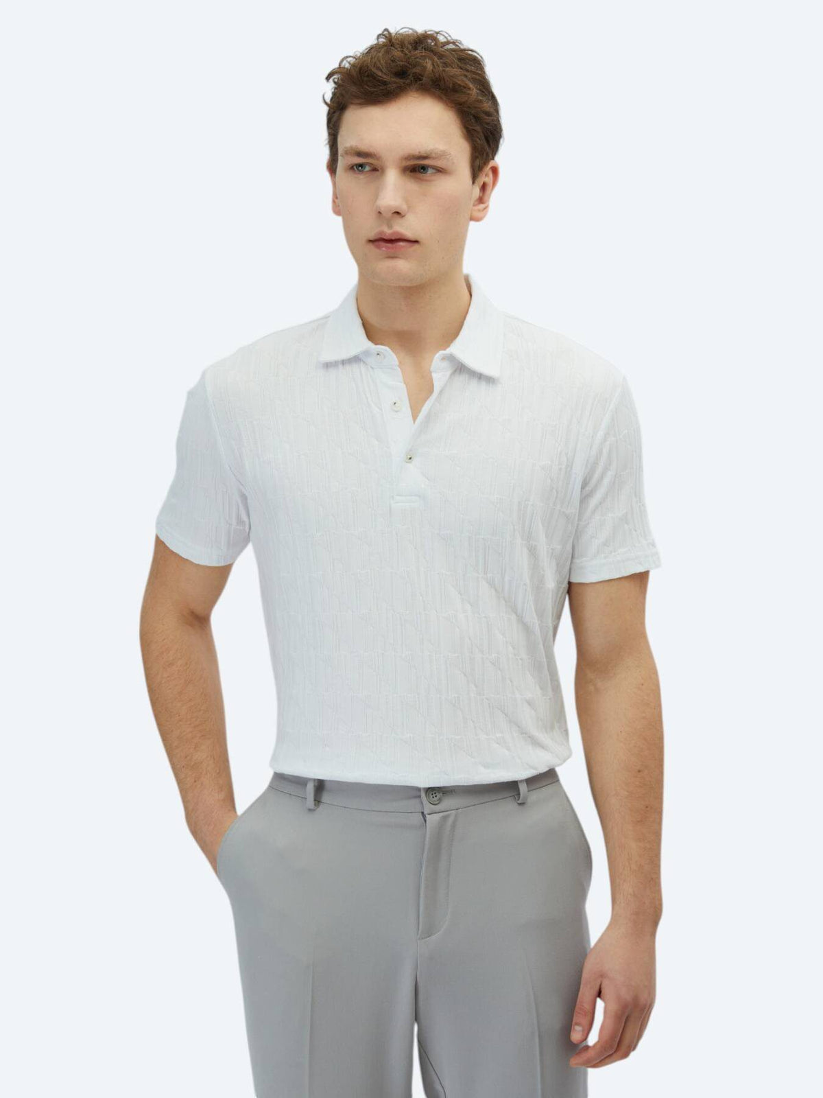 Gemustertes Baumwoll-Polo-Shirt