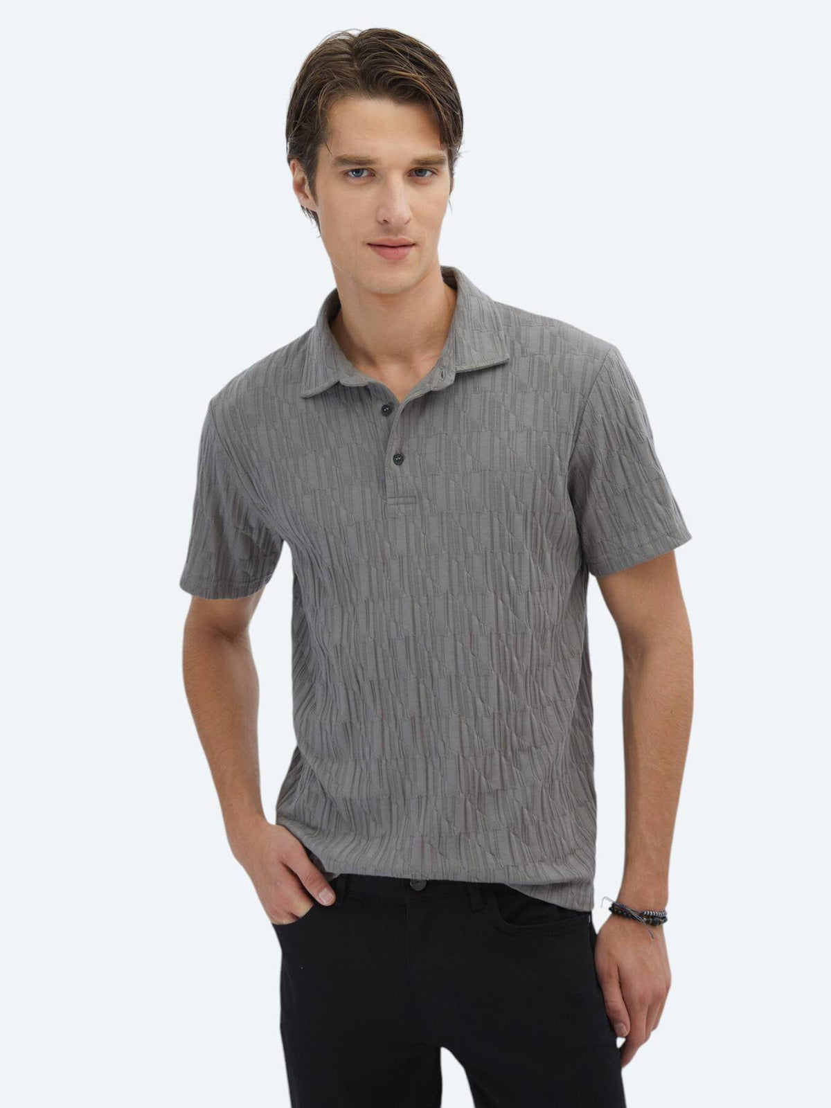 Gemustertes Baumwoll-Polo-Shirt